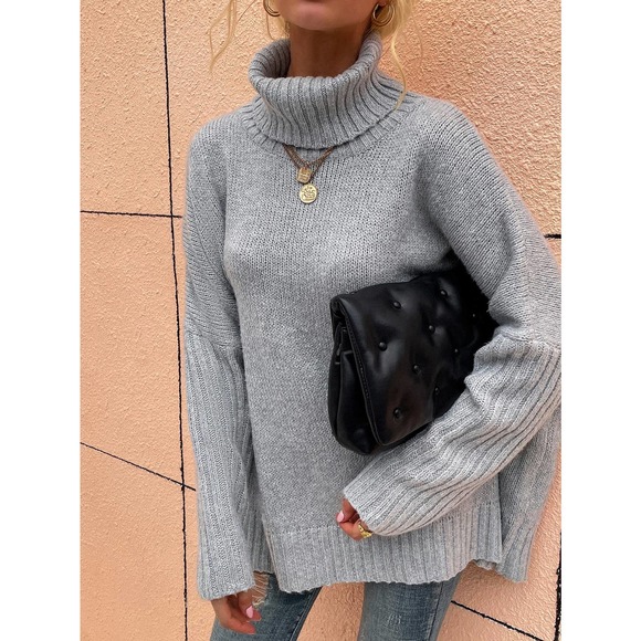 Cozy Gray Turtleneck Sweater - Picture 5 of 6
